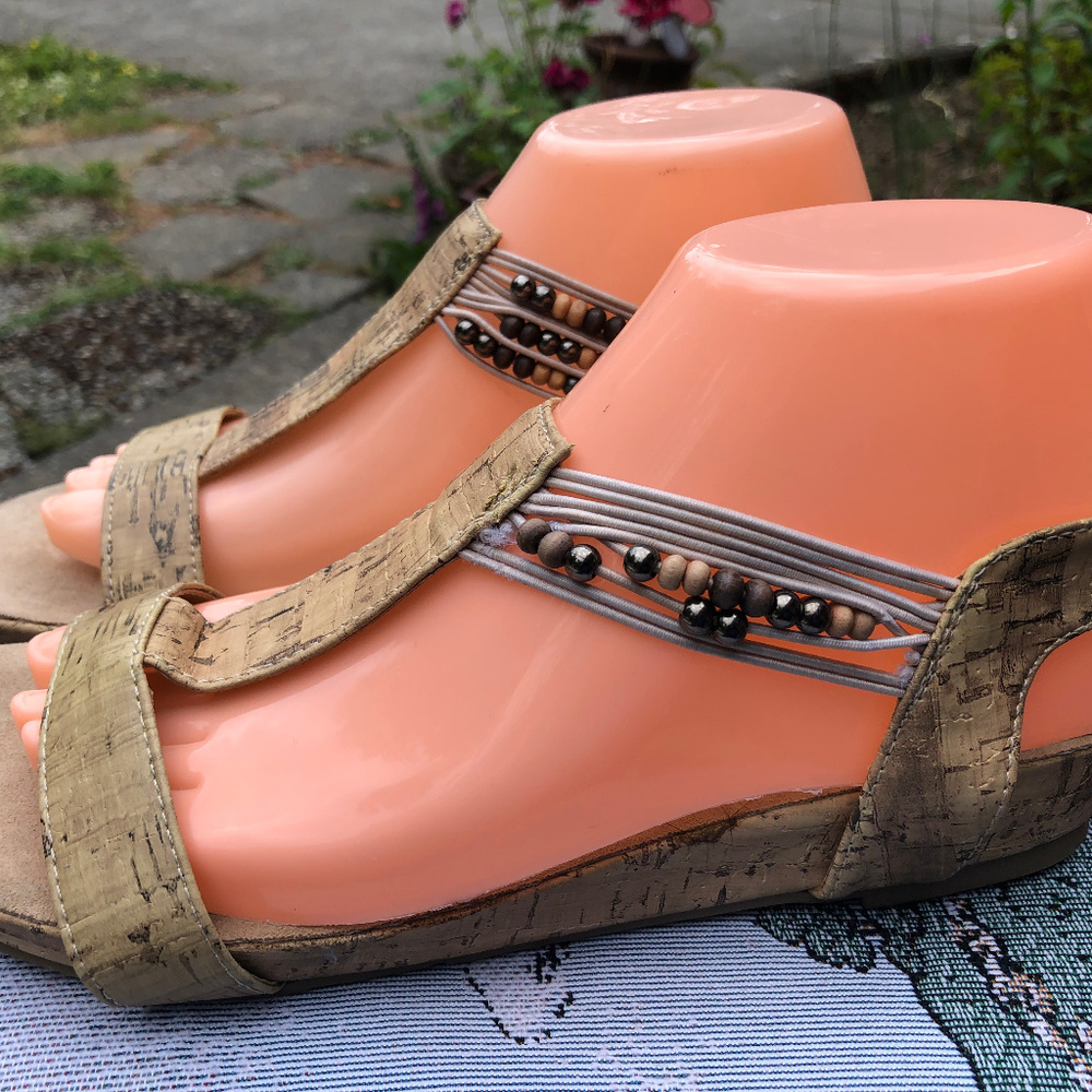 New York Transit Wood beats Ankle Strap Sandals